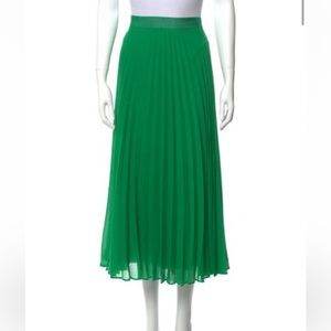 Alice and Olivia green pleated midi skirt
